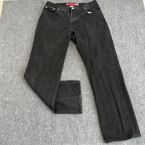 Guess Other - Vintage Y2K Guess Jeans Mens Black Straight Leg Denim 34x34 Distressed Grunge